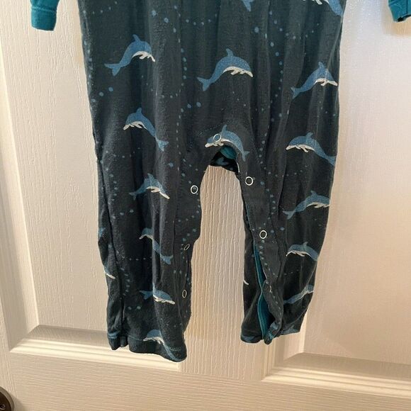 Kickee Pants Long Sleeve Double Layer Polo Romper Seaweed Dolphin SZ 3-6 Months - Picture 3 of 10